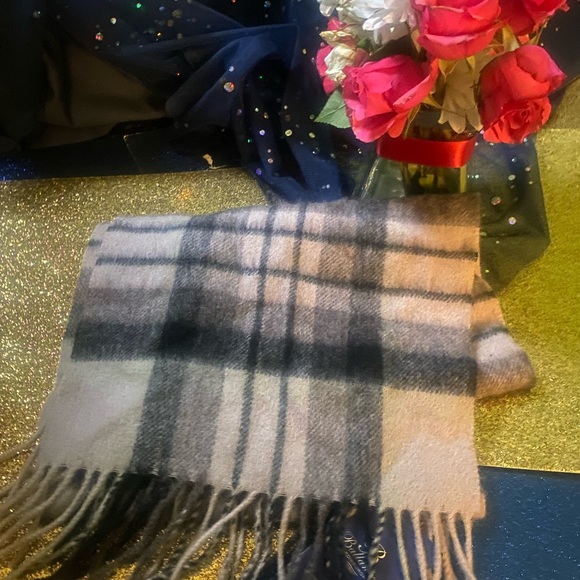 BALLANTRAE EDINBURGH 100% LAMBSWOOL RUSTIC LIGHT PINK BLK PLAID LUX Scarf - Picture 2 of 10